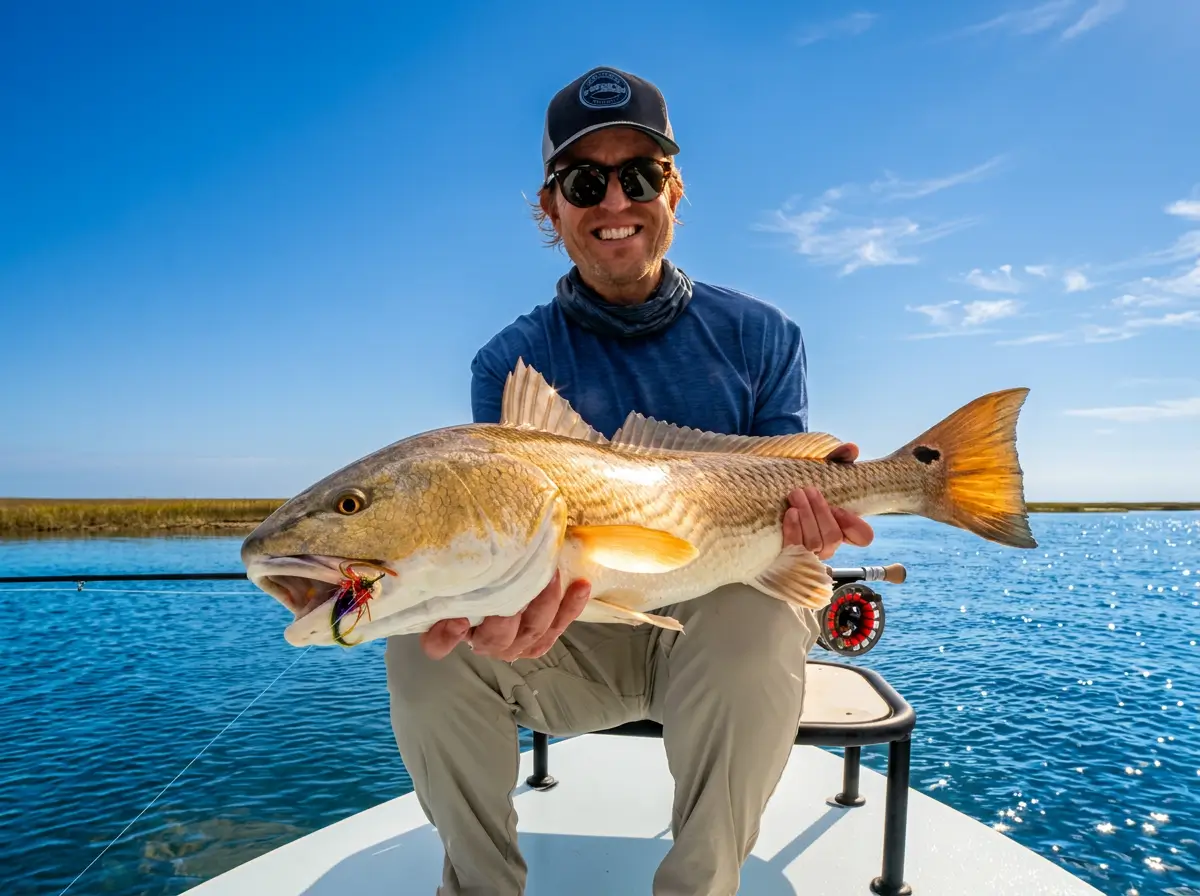 Kyle McAllister holding a redfish